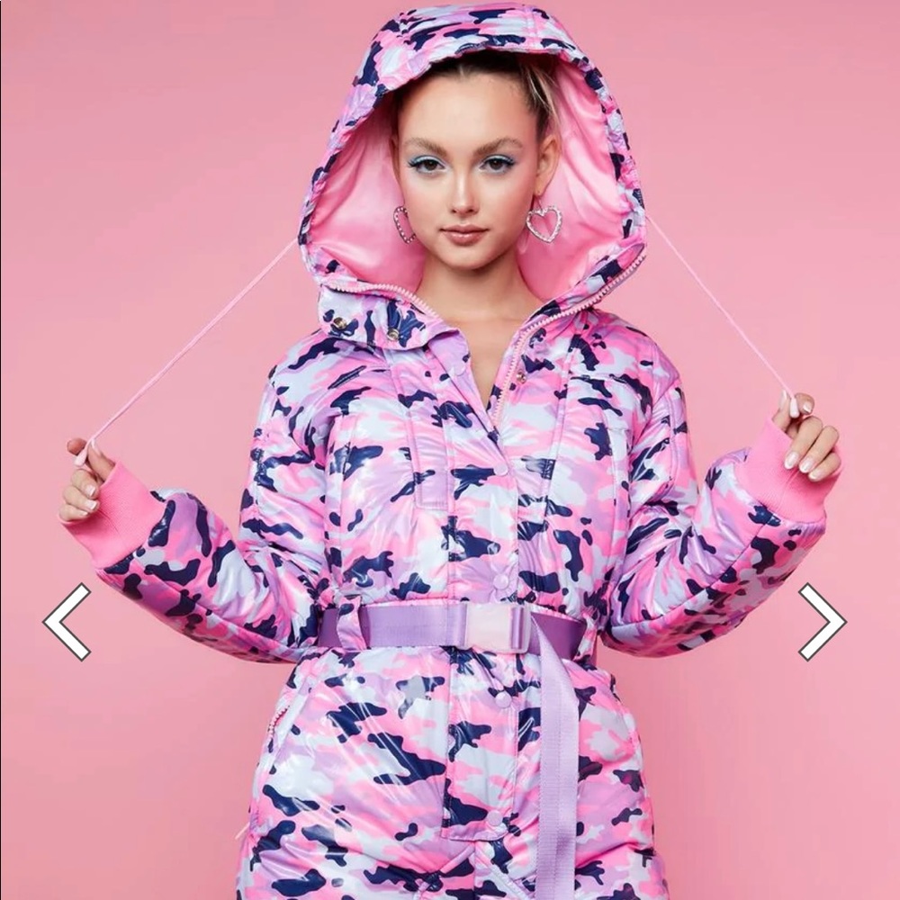 Dolls Kill Sugar Thrillz Snowflake Camo Cadet Snowsuit